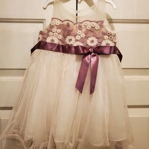 Cream/Purple Girls Dress